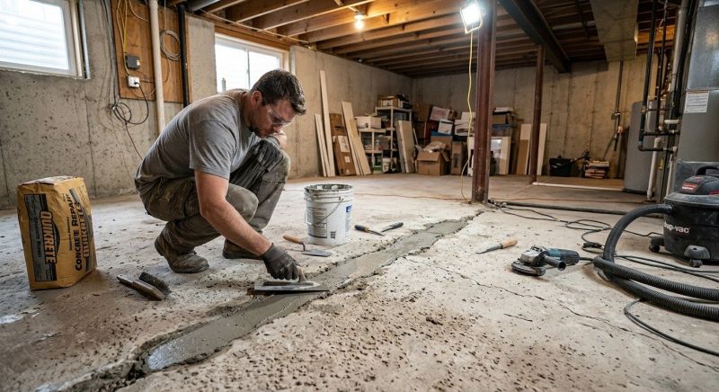 Cracked Basement Floor Repair in Buda, TX